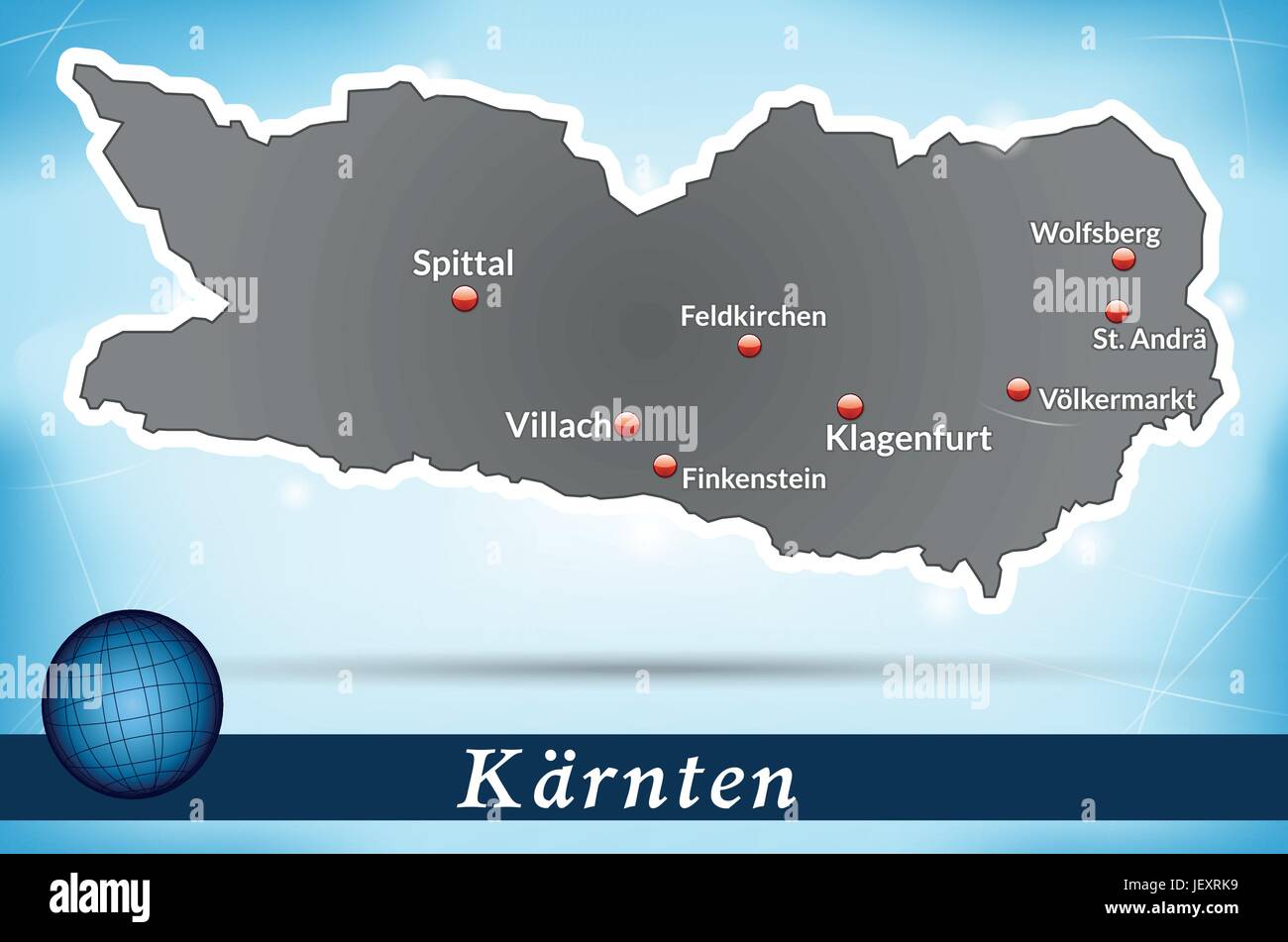 island map of kaernten abstract background in blue Stock Vector