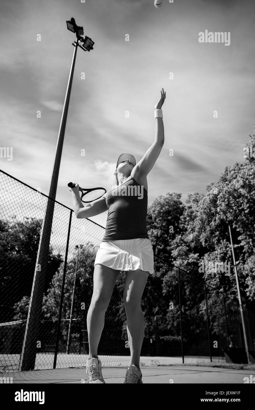 Pretty young female tennis player Black and White Stock Photos & Images ...