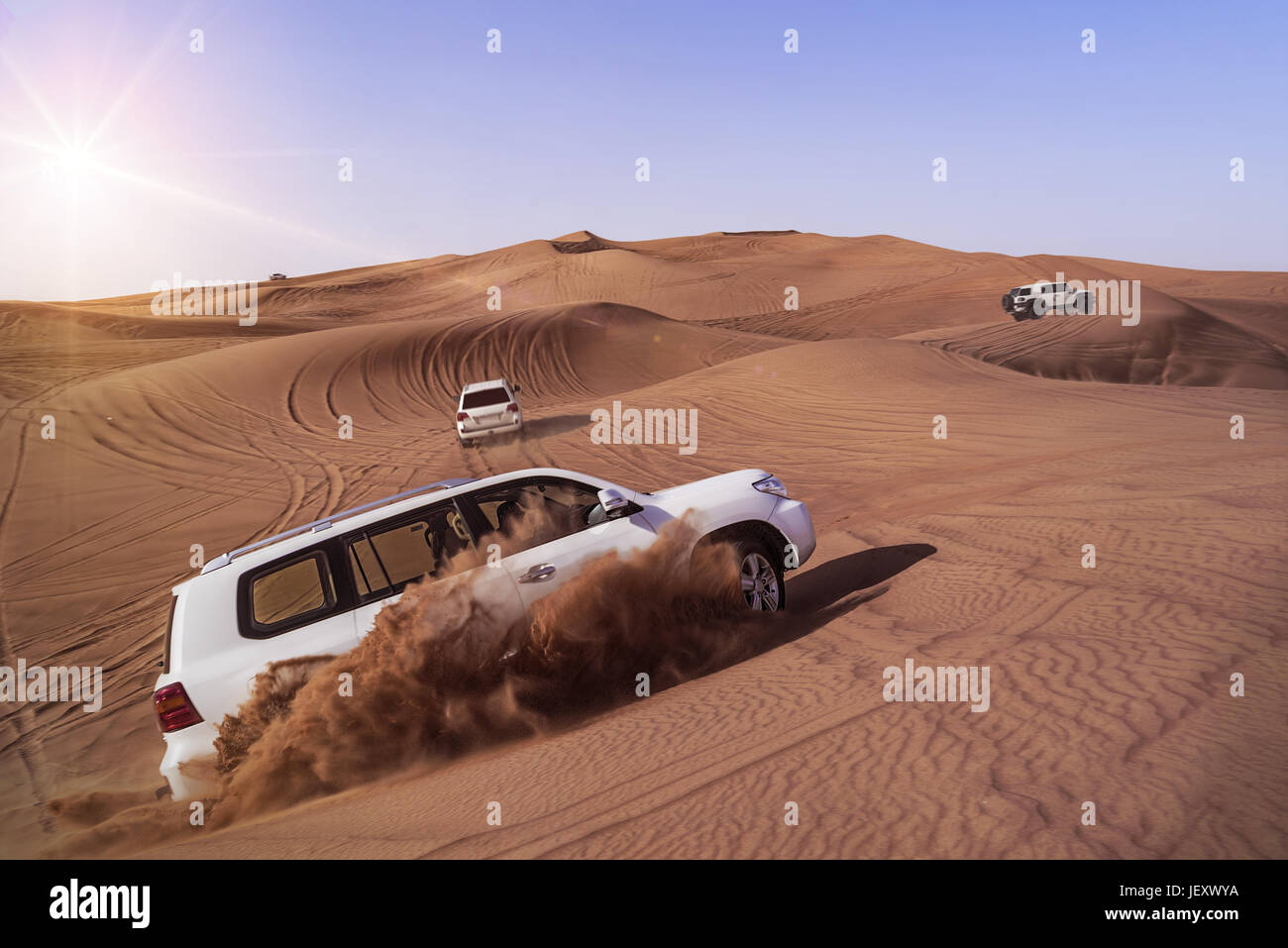 Desert Safari with SUVs Stock Photo Alamy