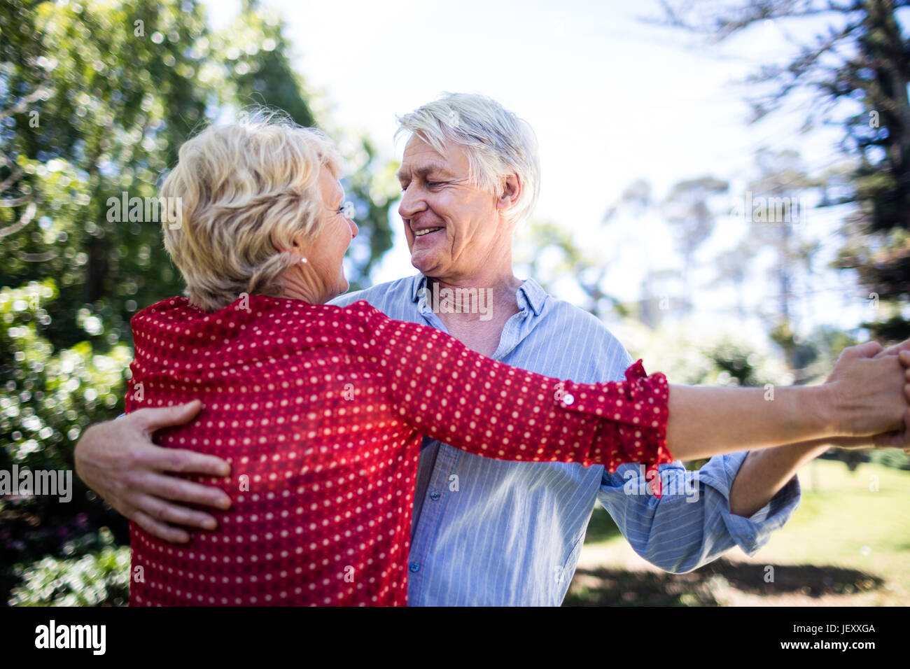 Happy senior couple dancing in the park Stock Photo - Alamy