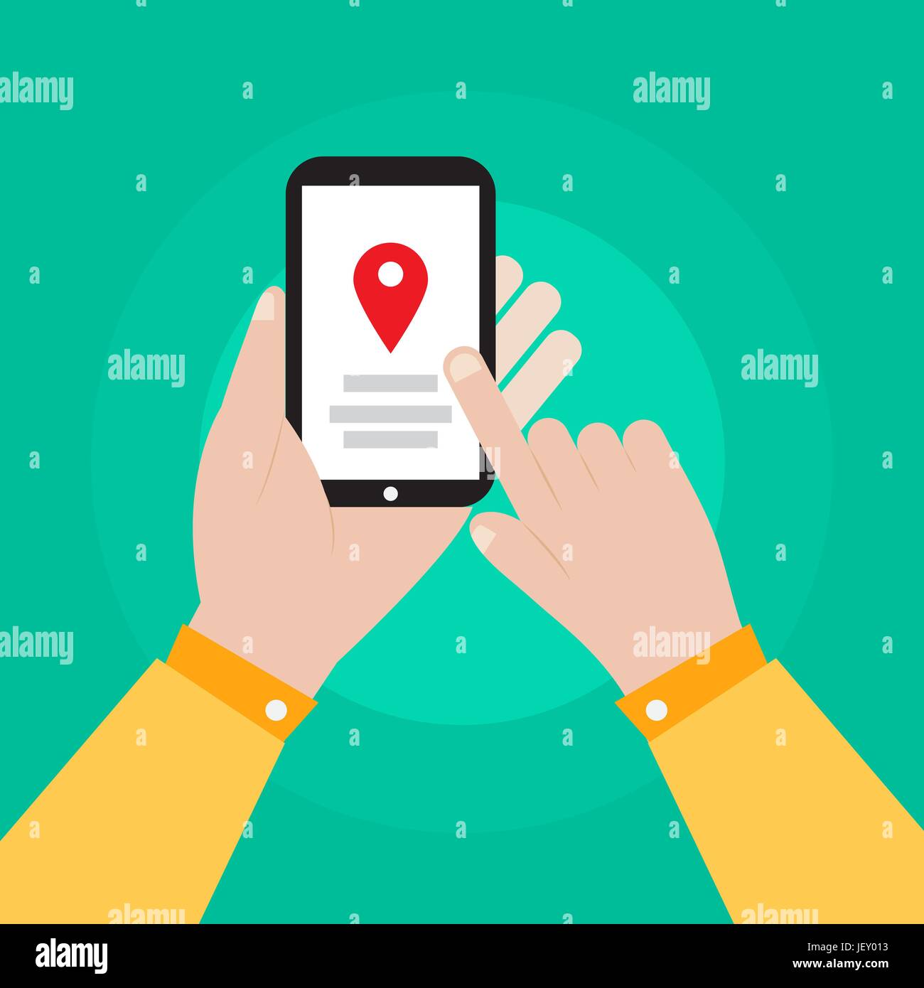 hand holding smartphone with navigation icon vector illustration Stock ...