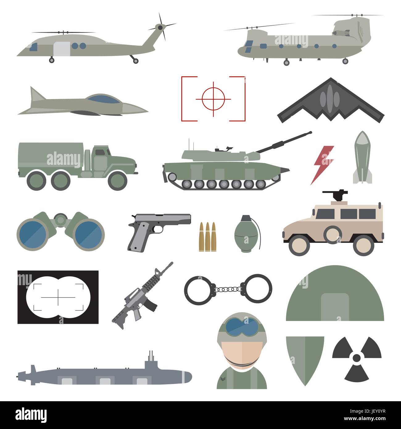 Army concept with military munition Stock Vector Image & Art - Alamy