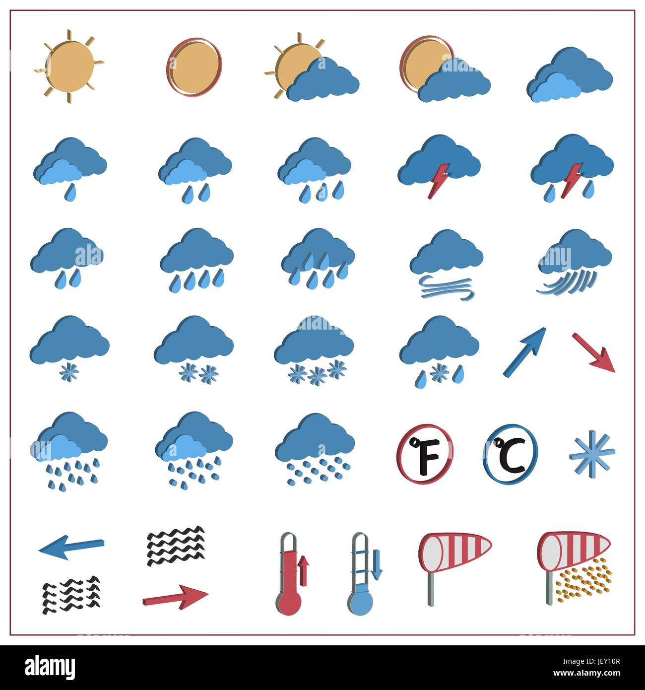 3d weather forecast flat icon set Stock Vector Image & Art - Alamy