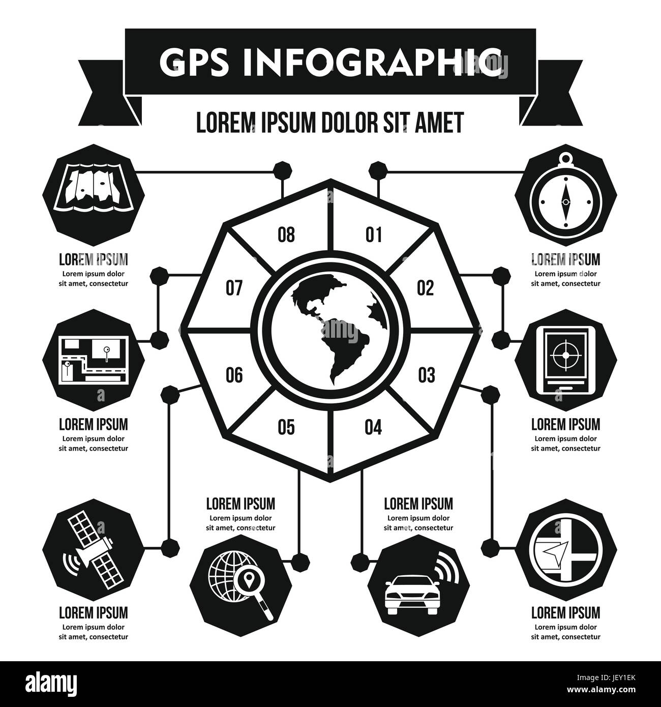 GPS navigation infographic concept, simple style Stock Vector