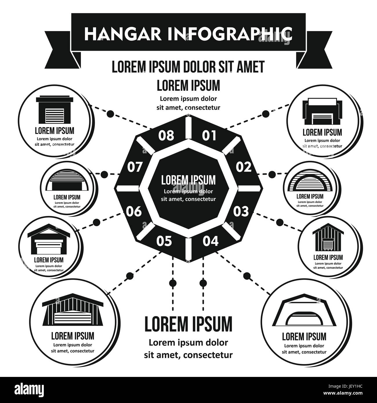 Hangar infographic concept, simple style Stock Vector