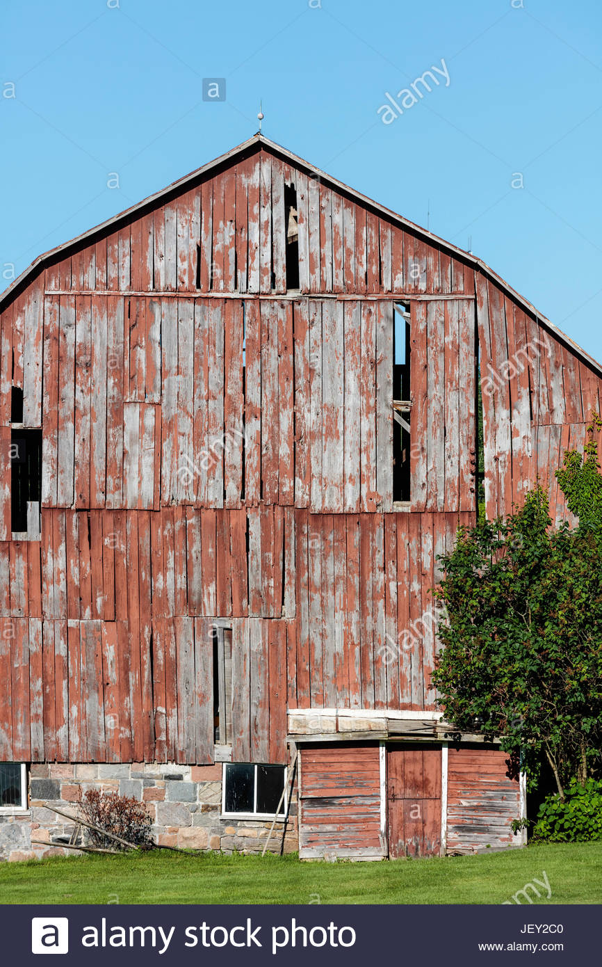 Old Barn With Attached Silo On A Farm Historic Timber Framed
