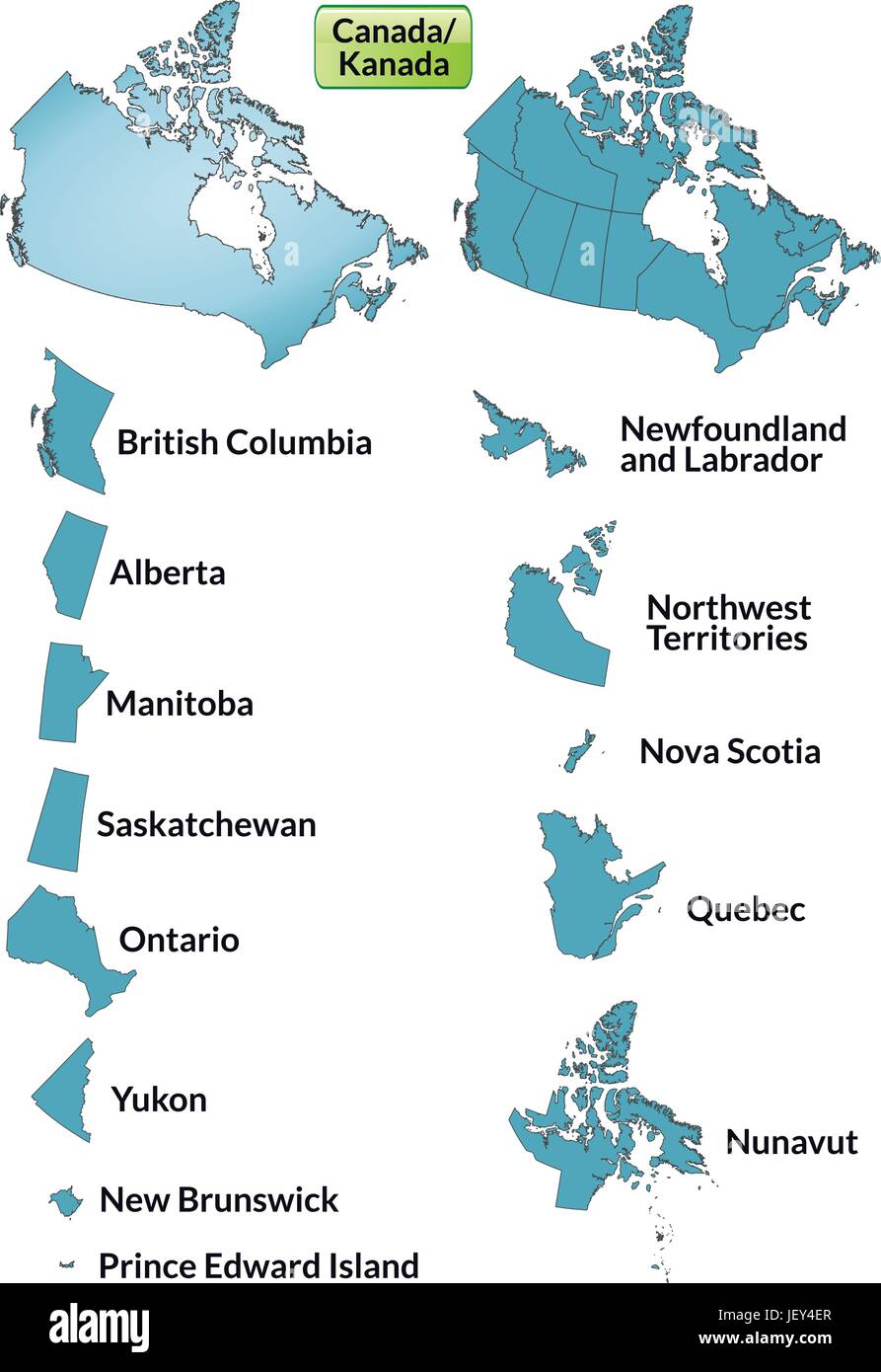 boundary map of canada with borders in blue Stock Vector Image & Art 
