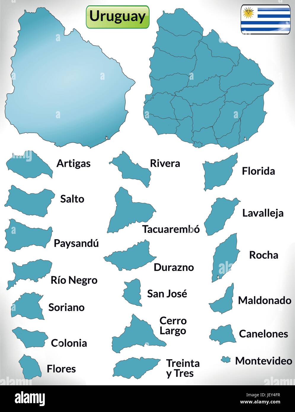 boundary map of uruguay with borders in blue Stock Vector Image & Art
