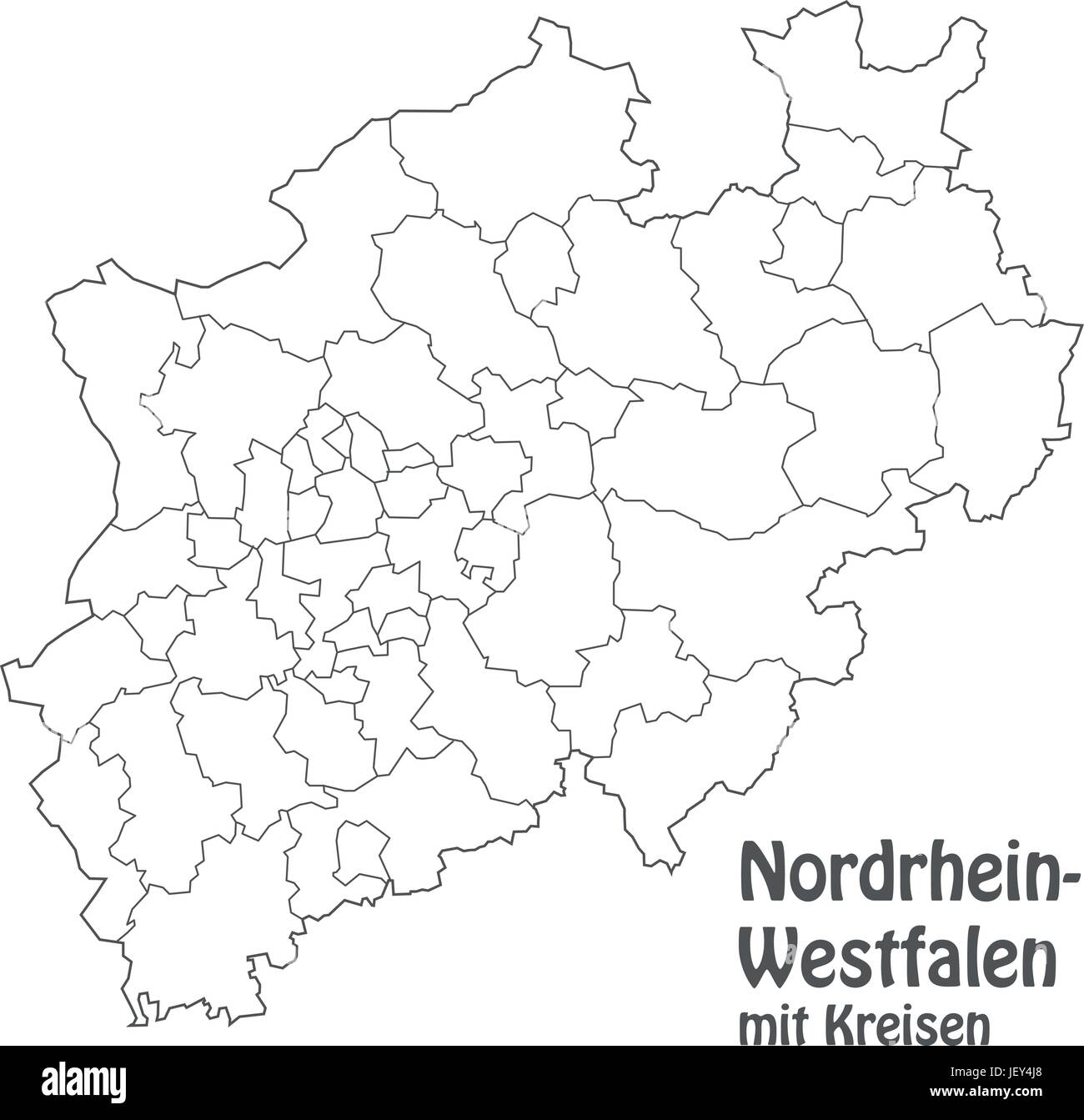map of north rhinewestphalia with borders in gray Stock Vector Image