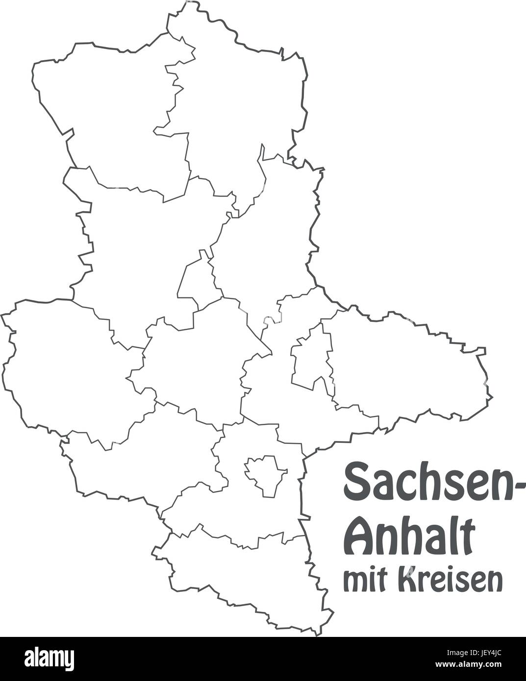 map of saxony-anhalt with borders in gray Stock Vector