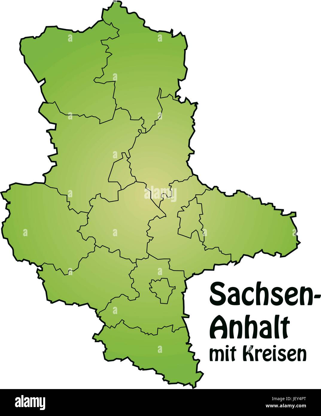 map of saxony-anhalt with borders in green Stock Vector