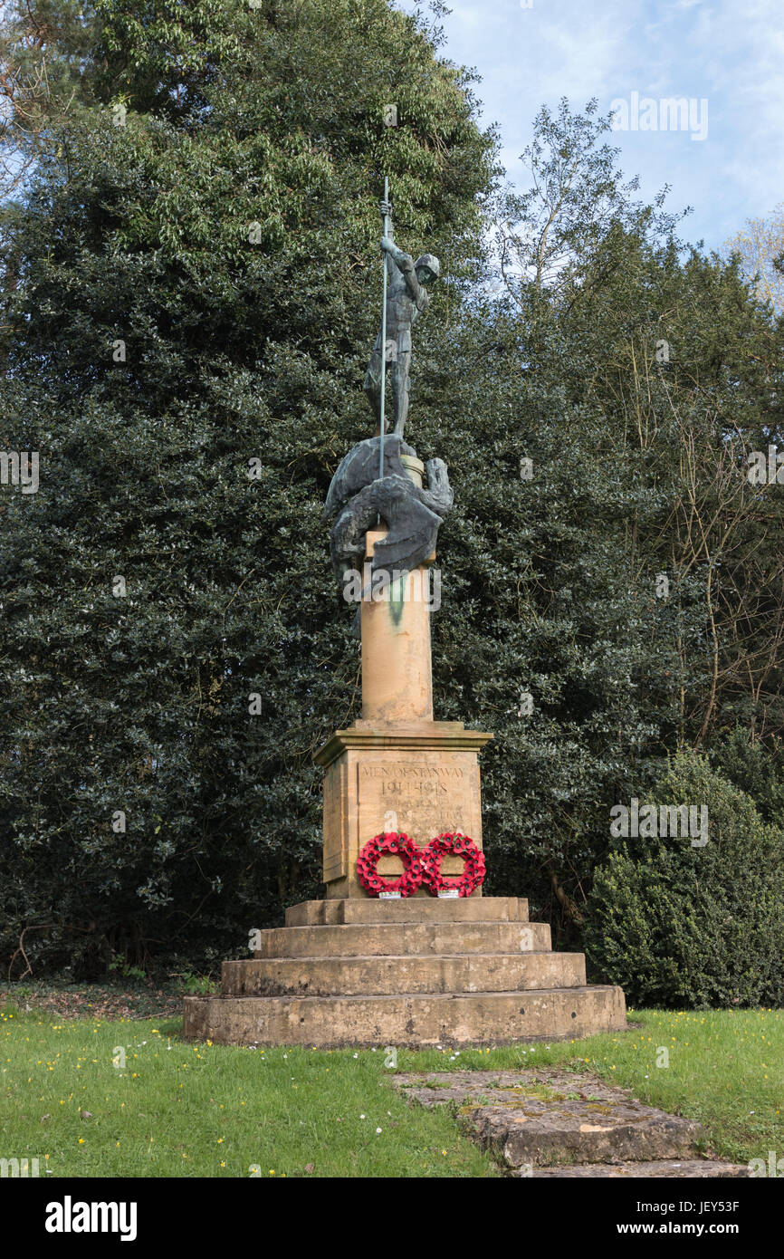 Men of Stanway War memorial George and the Dragon slayed Cotswolds England UK Stock Photo