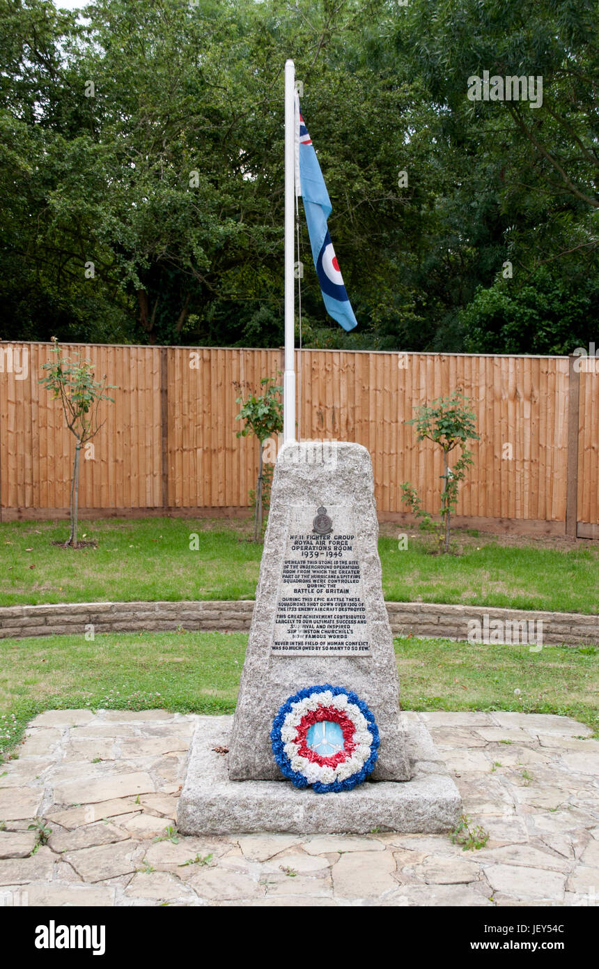 Memorial at Surface above Uxbridge Battle of Britain 11 group surviving Ops Room Stock Photo