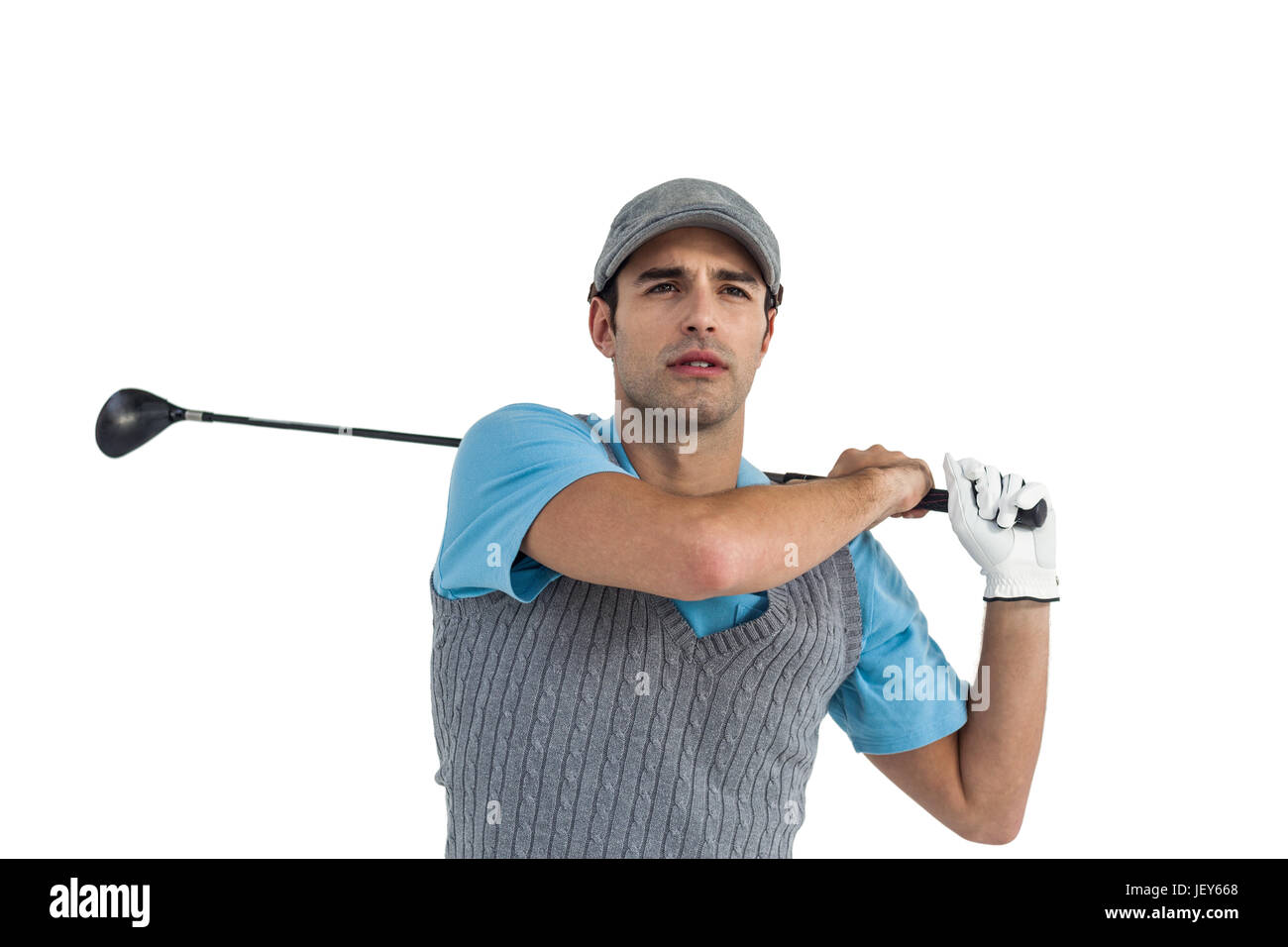 Golf player taking a shot Stock Photo