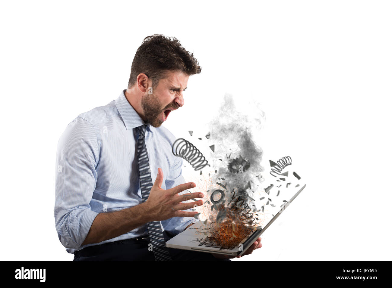 Stress and frustration caused by a computer Stock Photo