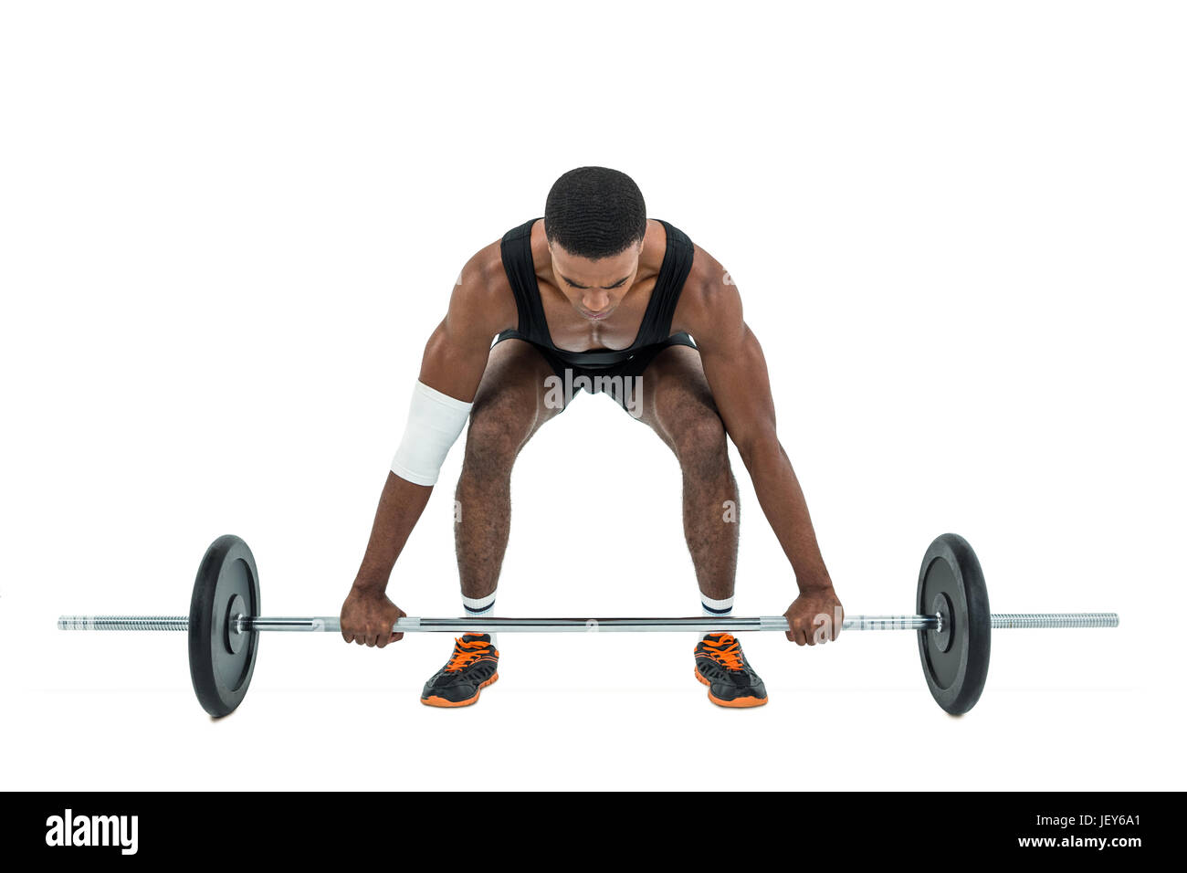 Bodybuilder lifting heavy barbell weights Stock Photo Alamy
