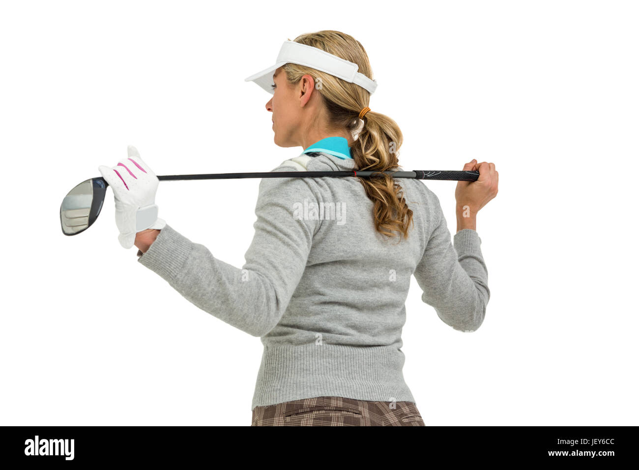 Golf player holding a golf club Stock Photo