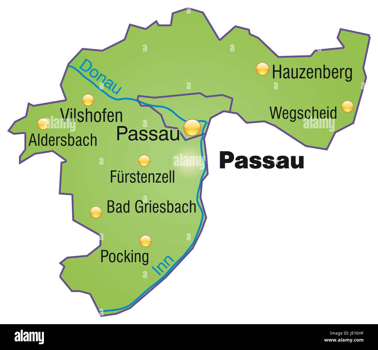 map of passau as an overview map in green Stock Vector Image & Art - Alamy