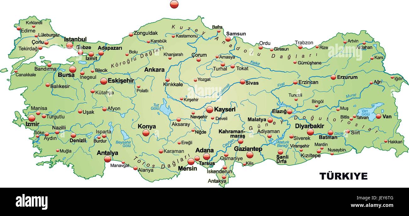 Turkey Card Outline Borders Atlas Map Of The World Map Stock