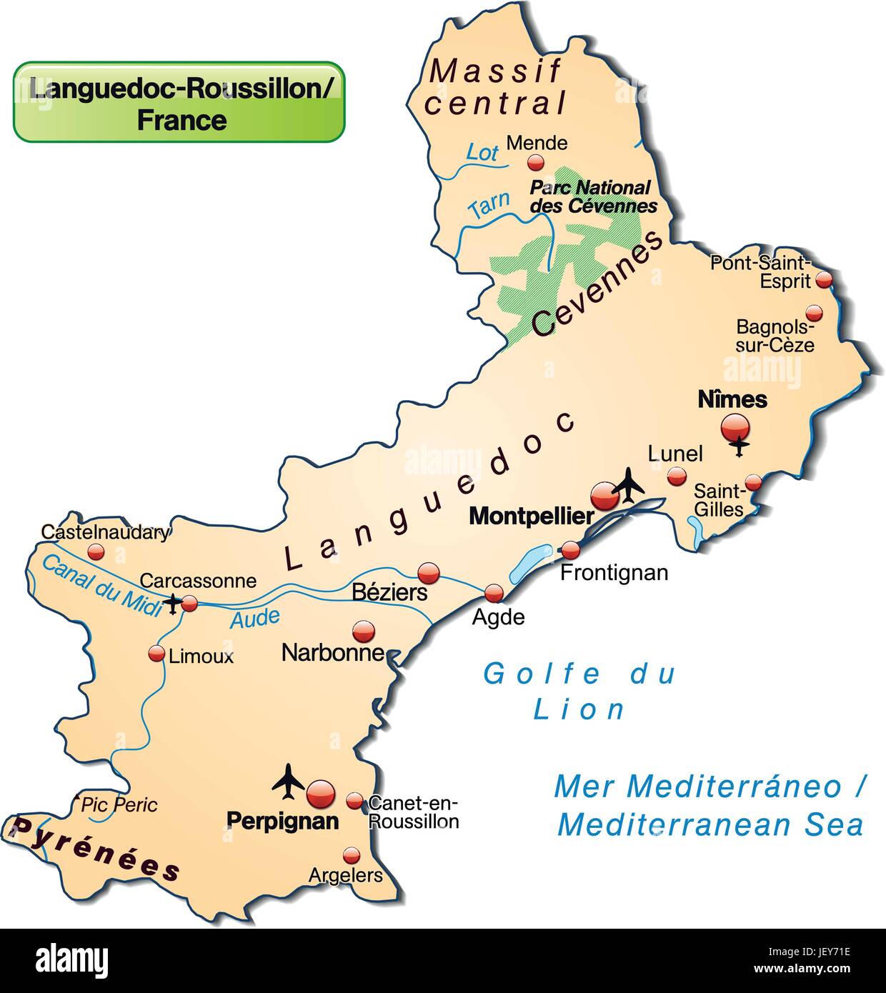 Map Of Languedoc Roussillon Island Map Of Languedoc-Roussillon As An Overview Map In Pastelorange Stock  Vector Image & Art - Alamy
