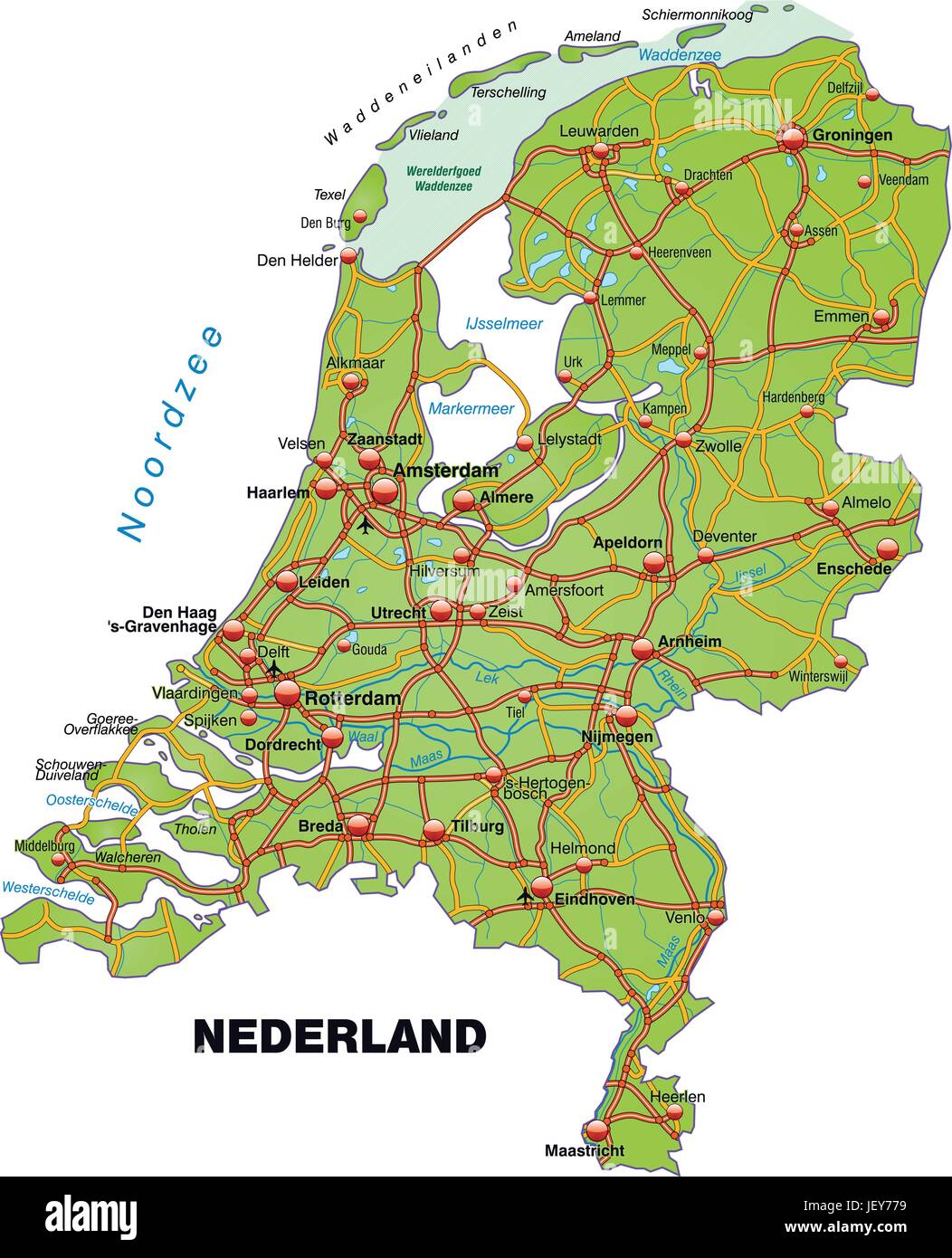 map of netherlands with transport network Stock Vector Image & Art - Alamy