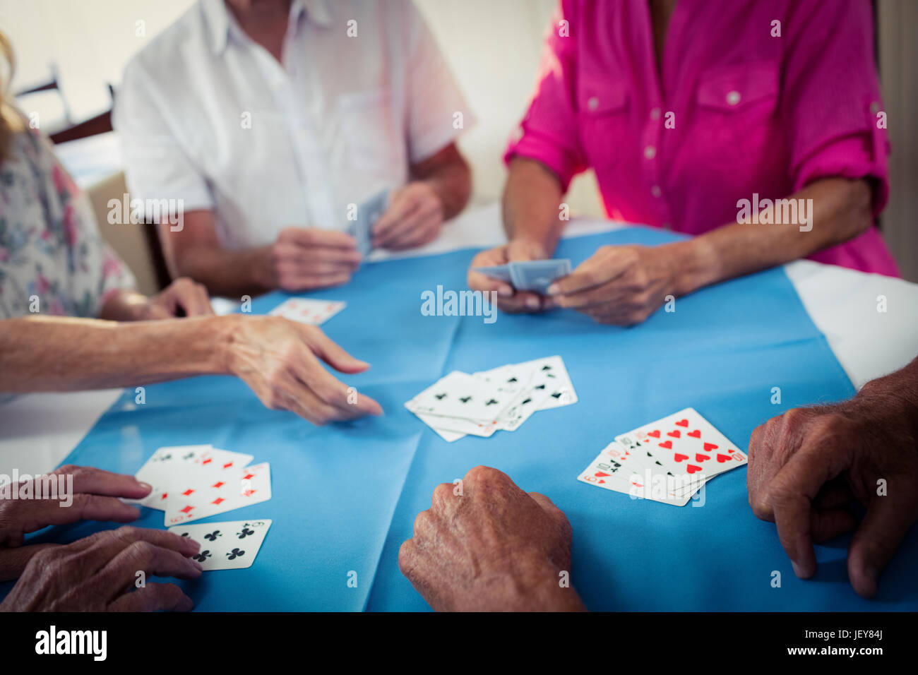 Group of seniors playing cards Stock Photo Alamy