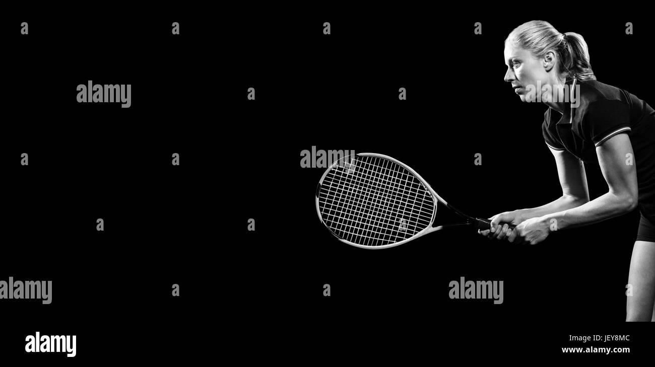 Female tennis player playing Black and White Stock Photos & Images - Alamy
