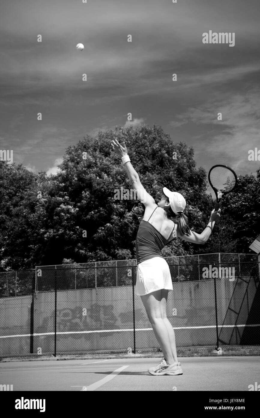 Tennis player about to serve Stock Photo