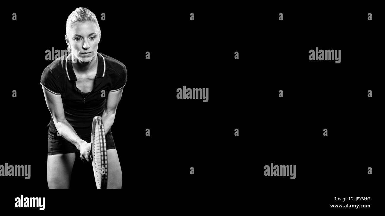 Female tennis player playing Black and White Stock Photos & Images - Alamy