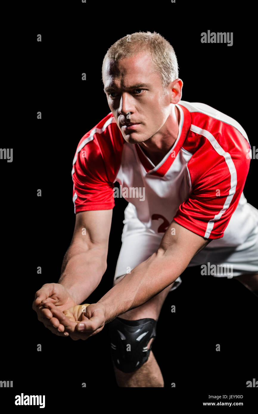Sportsman diving while playing volleyball Stock Photo Alamy