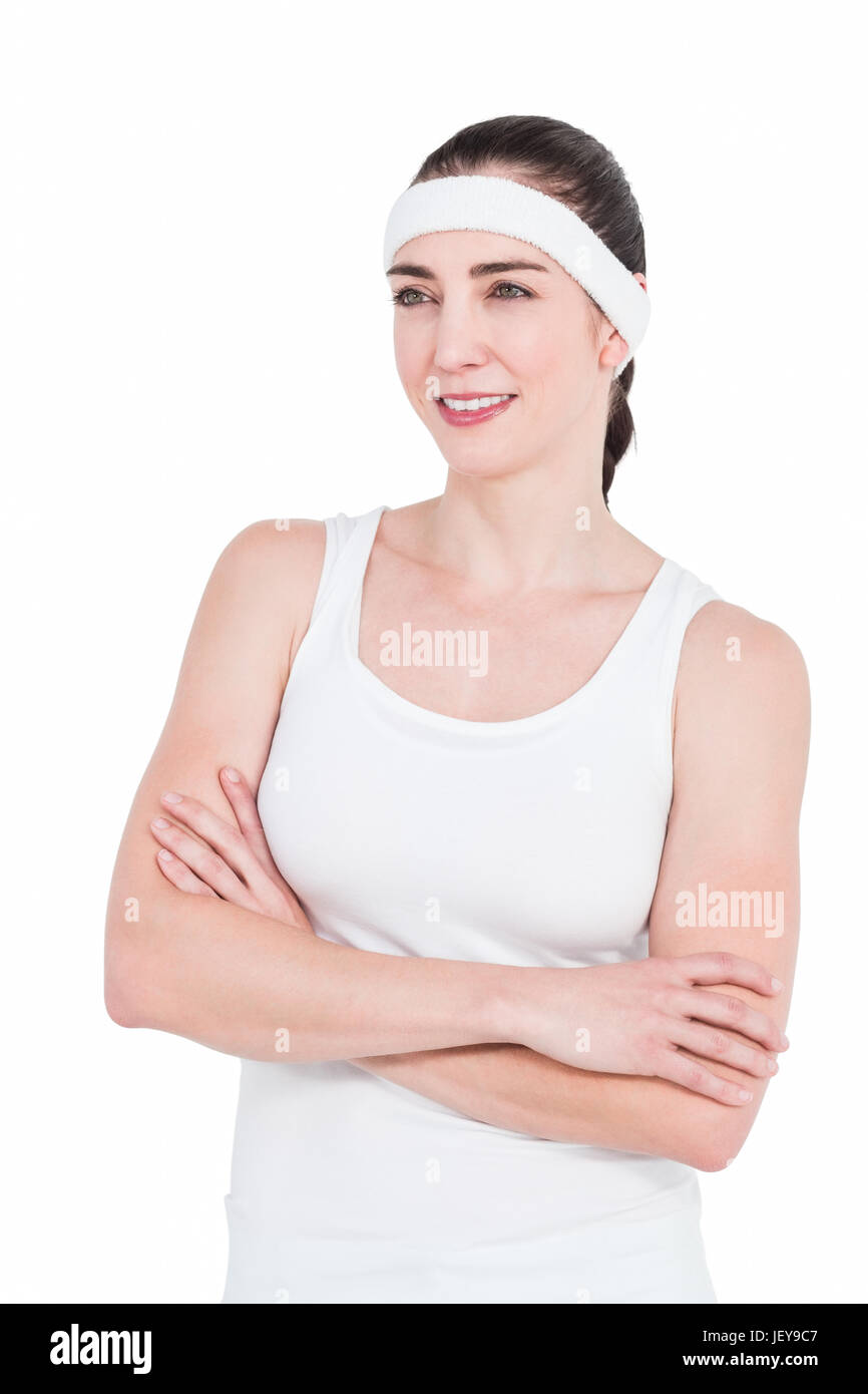 Female athlete posing with crossed arms Stock Photo - Alamy