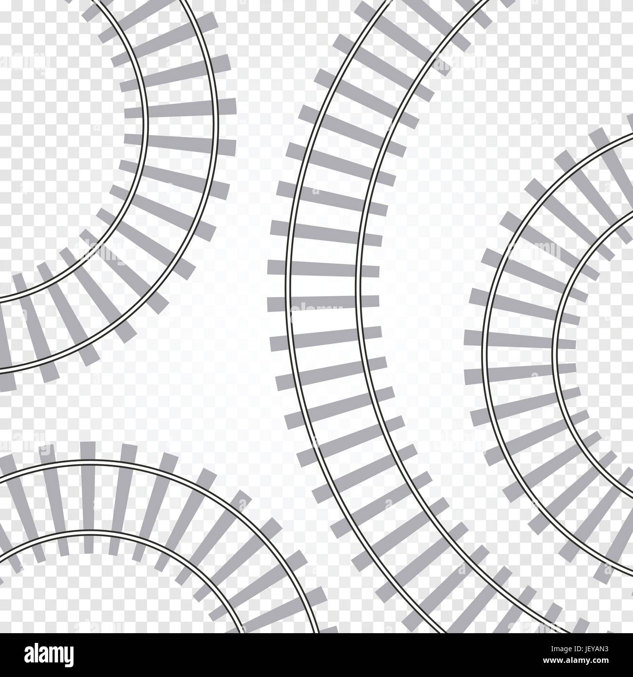 Rail railroad track vector illustration. Railway train isolated. Winding path road Stock Vector