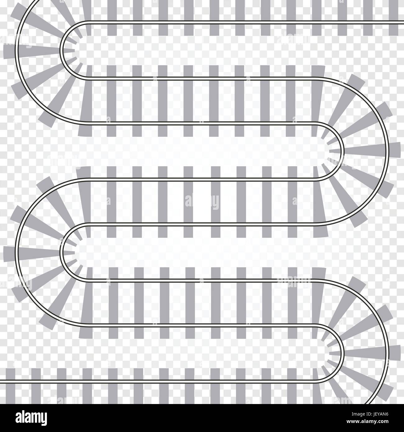 Rail railroad track vector illustration. Railway train isolated. Winding path road Stock Vector