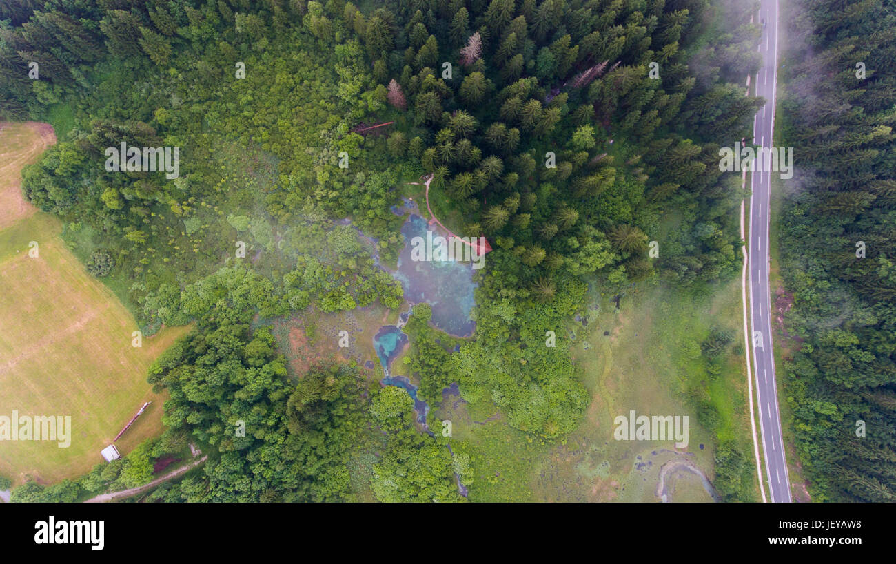 Aerial view of a forest with lake Stock Photo - Alamy
