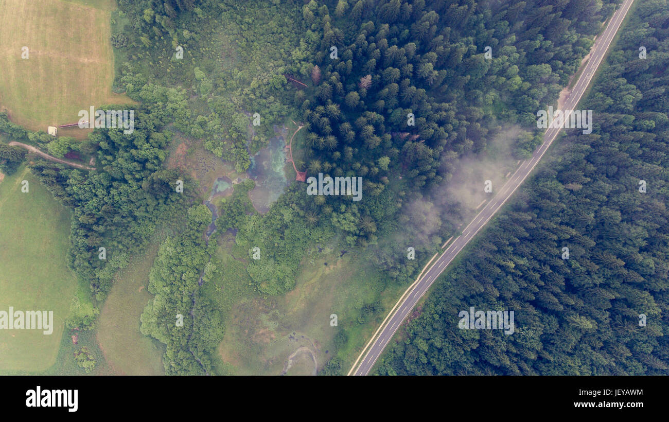 Aerial view of a forest with lake Stock Photo - Alamy