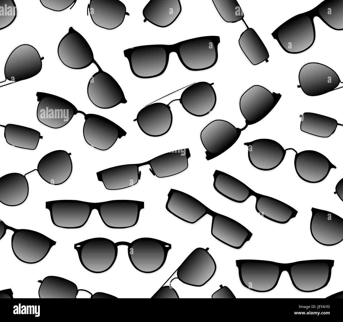 Realistic seamless vector background of dark sunscreen against ultraviolet fashion glasses. Accessory for a head in a black frame Stock Vector