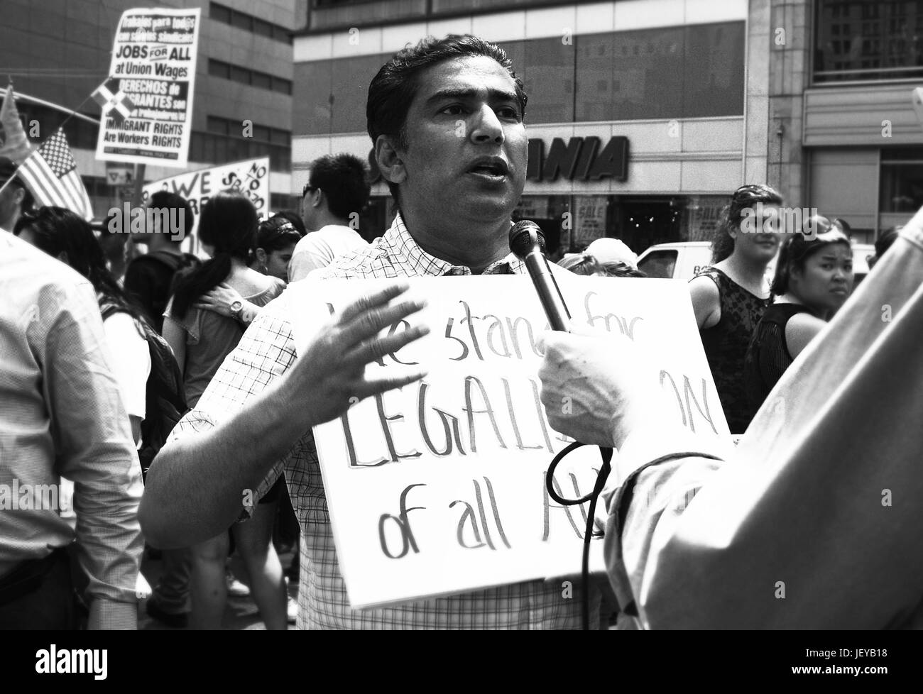 Protest in New york demanding an inmigration reform and legalization of undocumented inmigrants Stock Photo