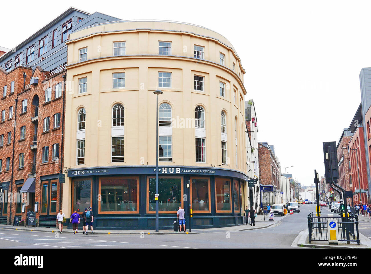The Hub alehouse and kitchen on the corner od Duke Street and Hanover Street,Liverpool,UK Stock Photo
