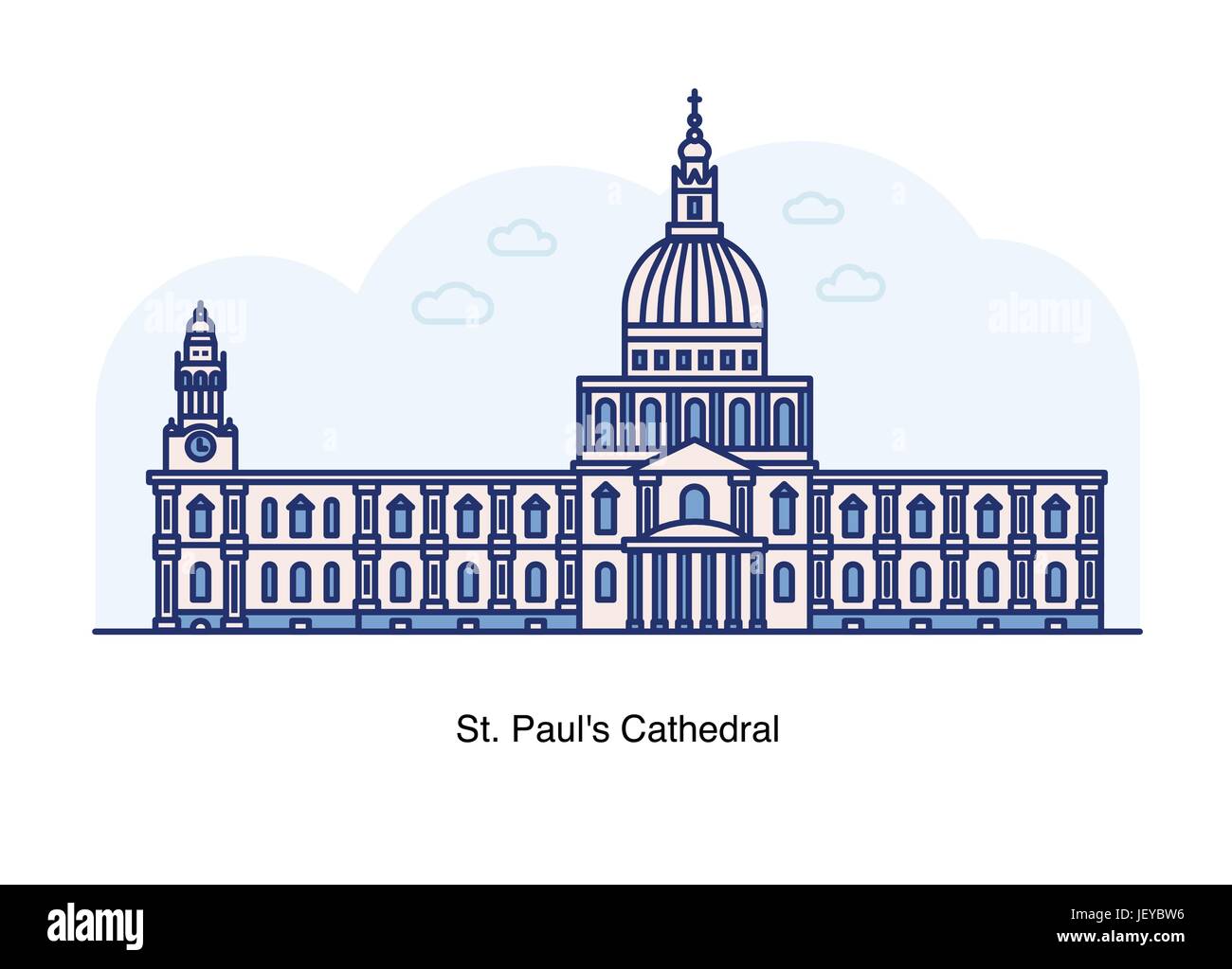 Vector line illustration of St Paul's Cathedral, London, England Stock Vector