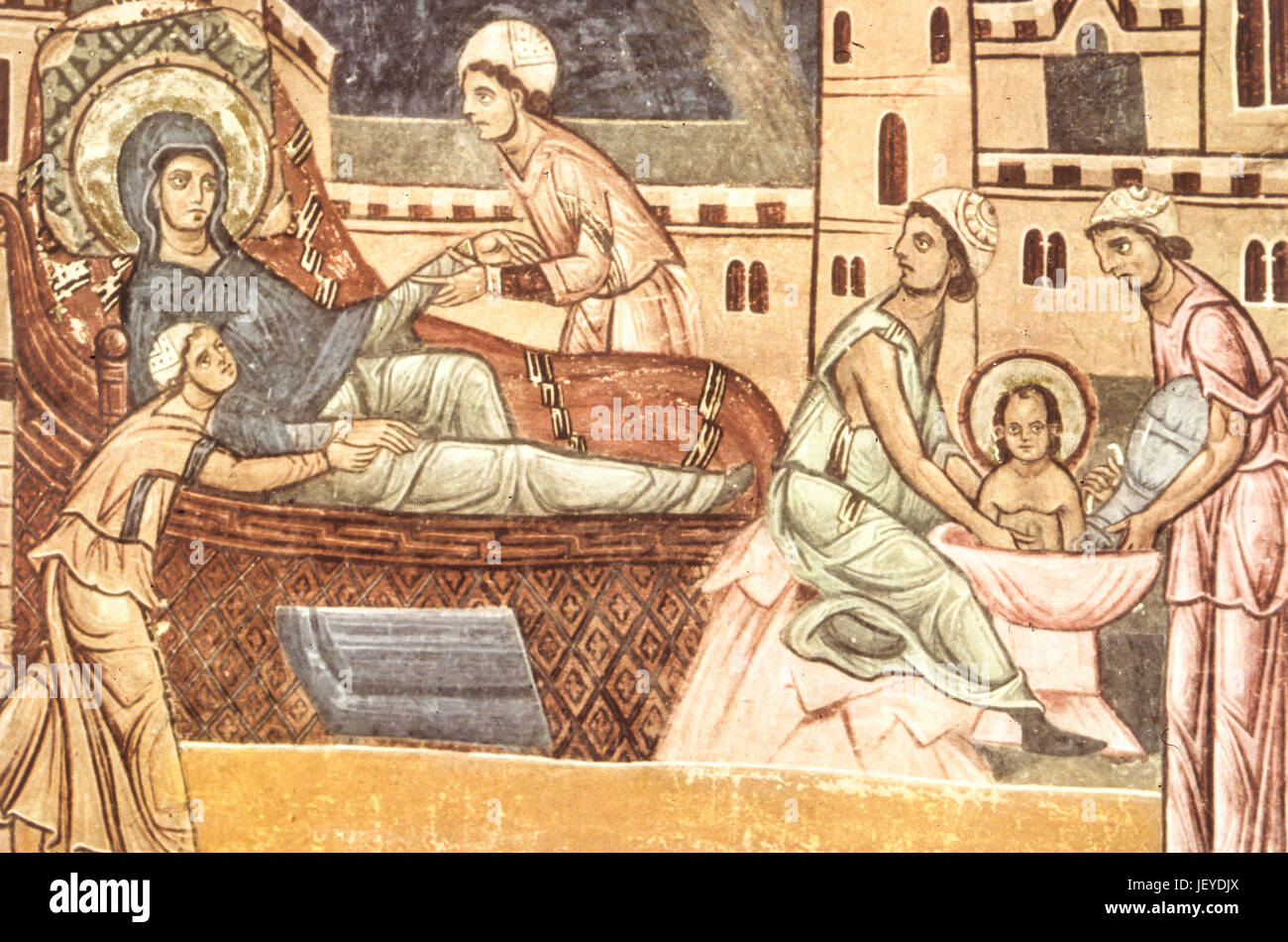 Birth of St. John the Baptist, life of St. John the Baptist, 13th century, baptistery, parma Stock Photo