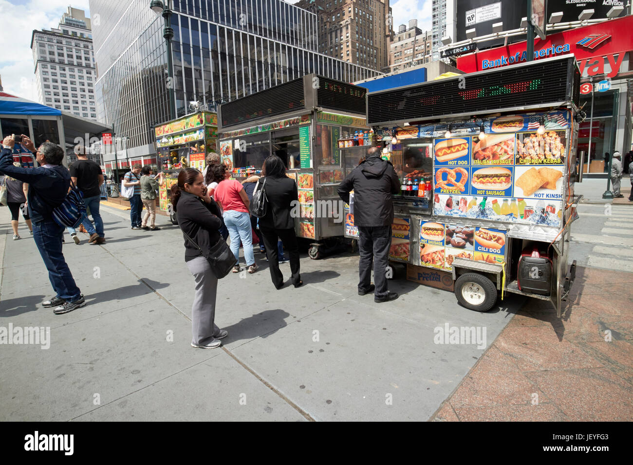 food carts outside penn station New York City USA Stock Photo