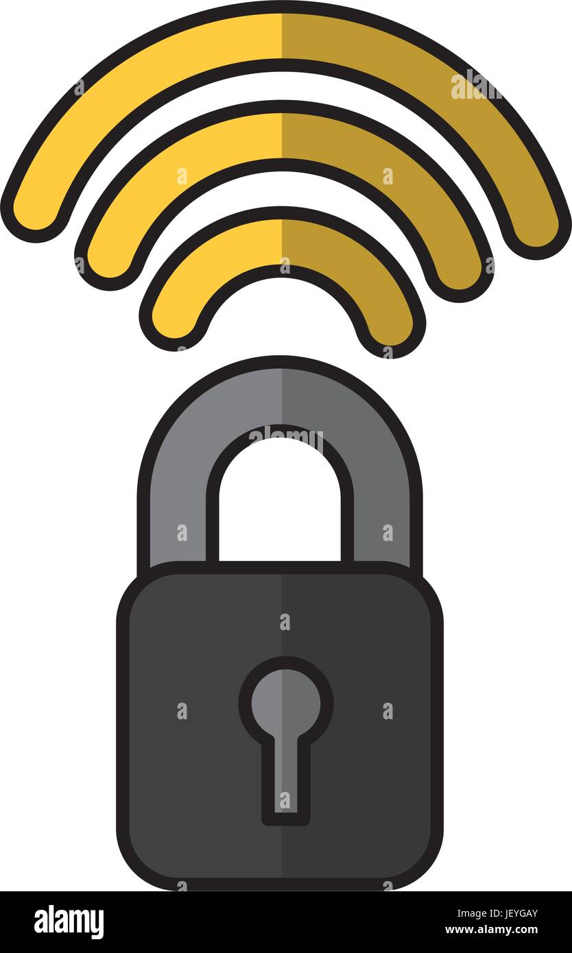 safe secure padlock with wifi signal Stock Vector Image & Art - Alamy
