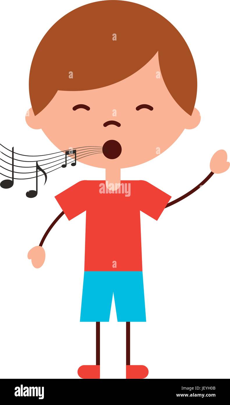 cute boy whistling character icon Stock Vector
