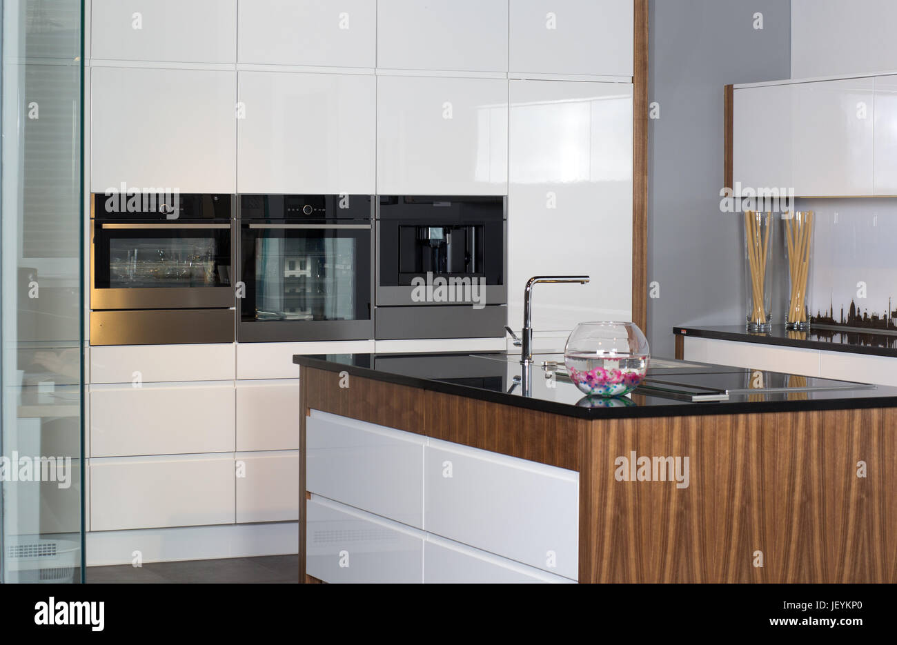 Image of a bright spacious kitchen in modern style Stock Photo - Alamy
