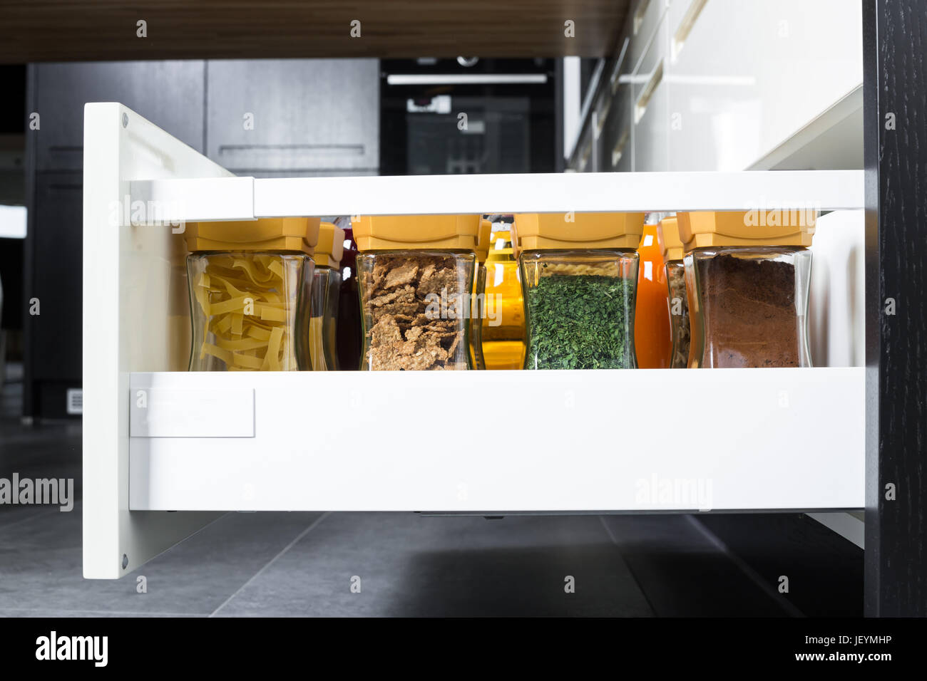 Detailed Side View Of A Kitchen Drawers Diviers Onside Of The
