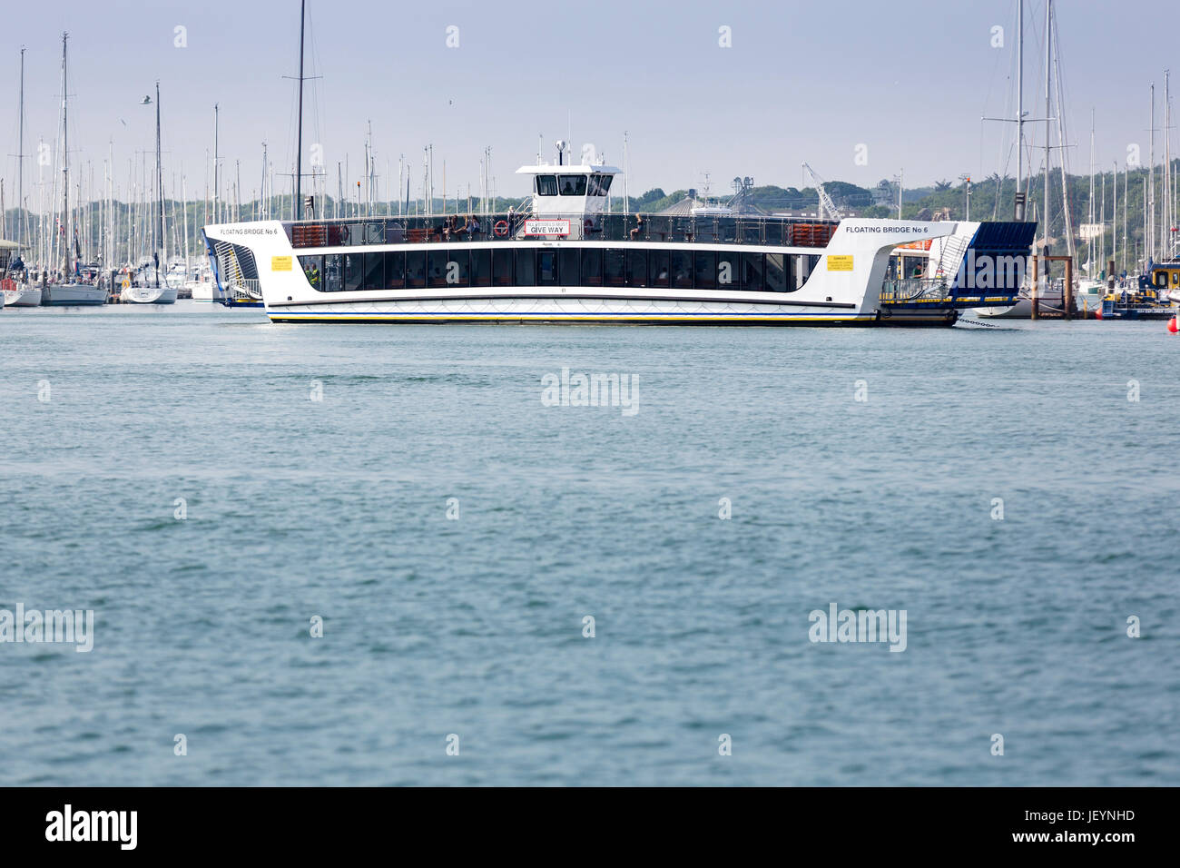 The newly installed Cowes chain link floating bridge in service on the