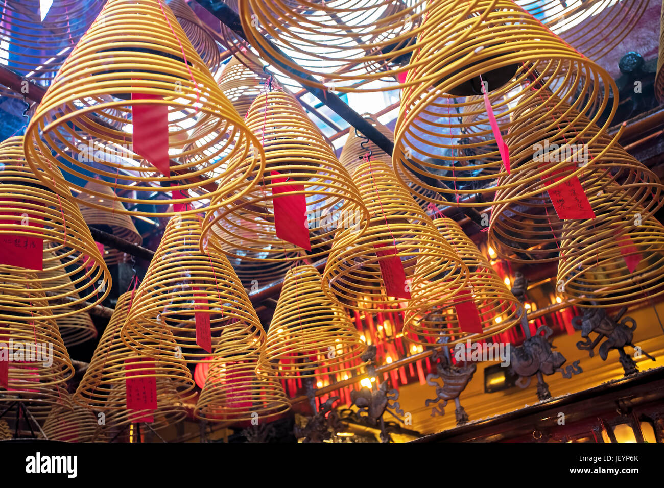 Incense burning in the Man Mo Temple, the most famous Taoist temple in