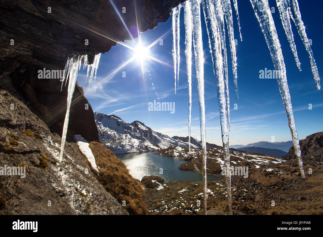 Nepal, Langtang region, hills around Gosaikunda lake (4,430 m) in sunny weather. Stock Photo