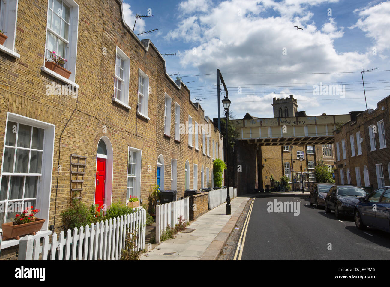 Victorian terraced cottages on Clarence Way, Camden Town, London NW1 on