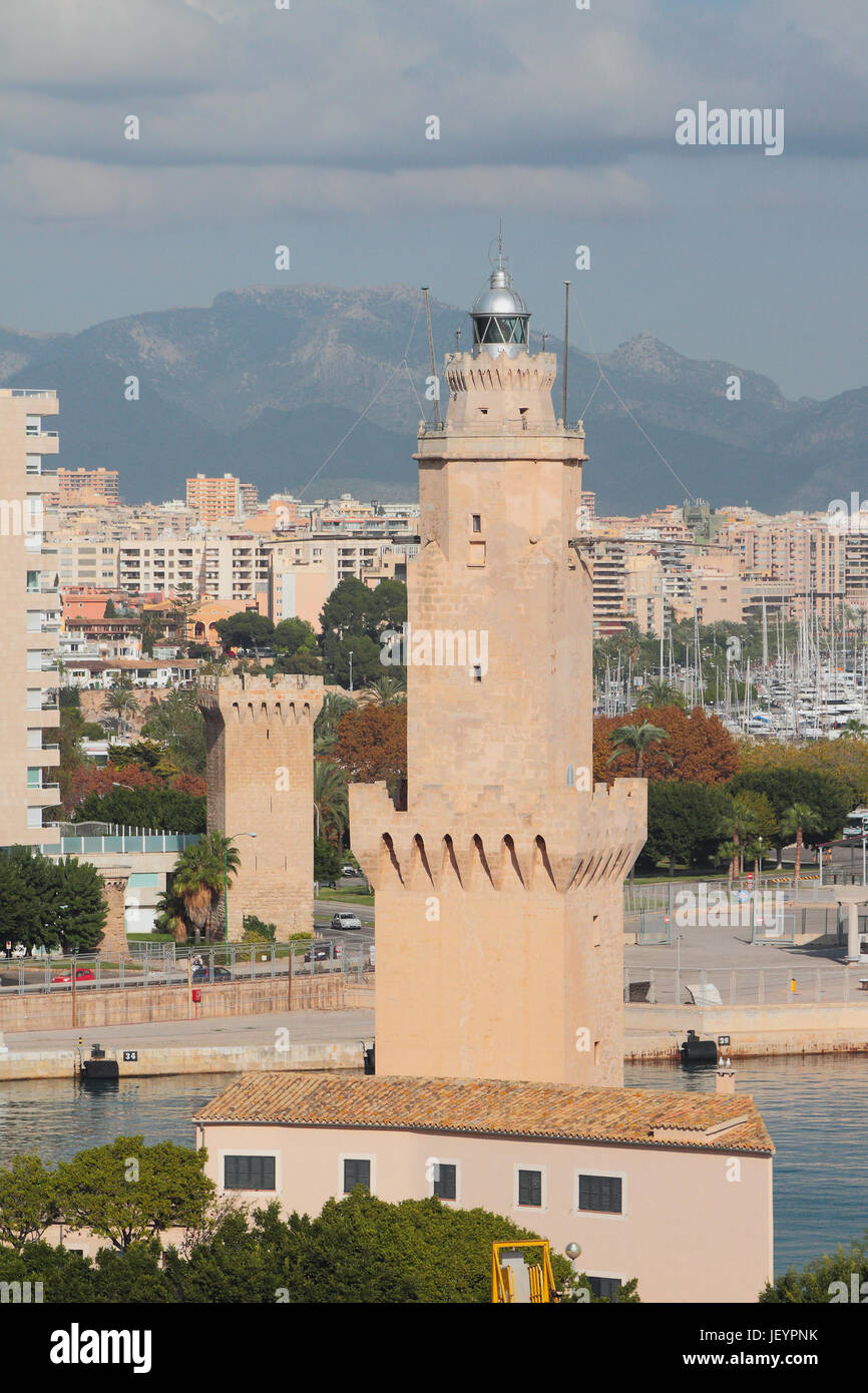 Ancient beacon and tower. Palma-de-Majorca, Spain Stock Photo